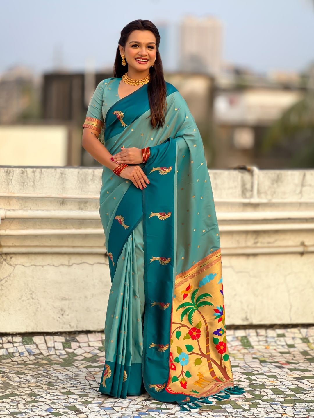 Pure Silk Saree Traditional Paithani Zari Woven Wedding Saree for Women Festive Party Wear Ethnic Designer Saree