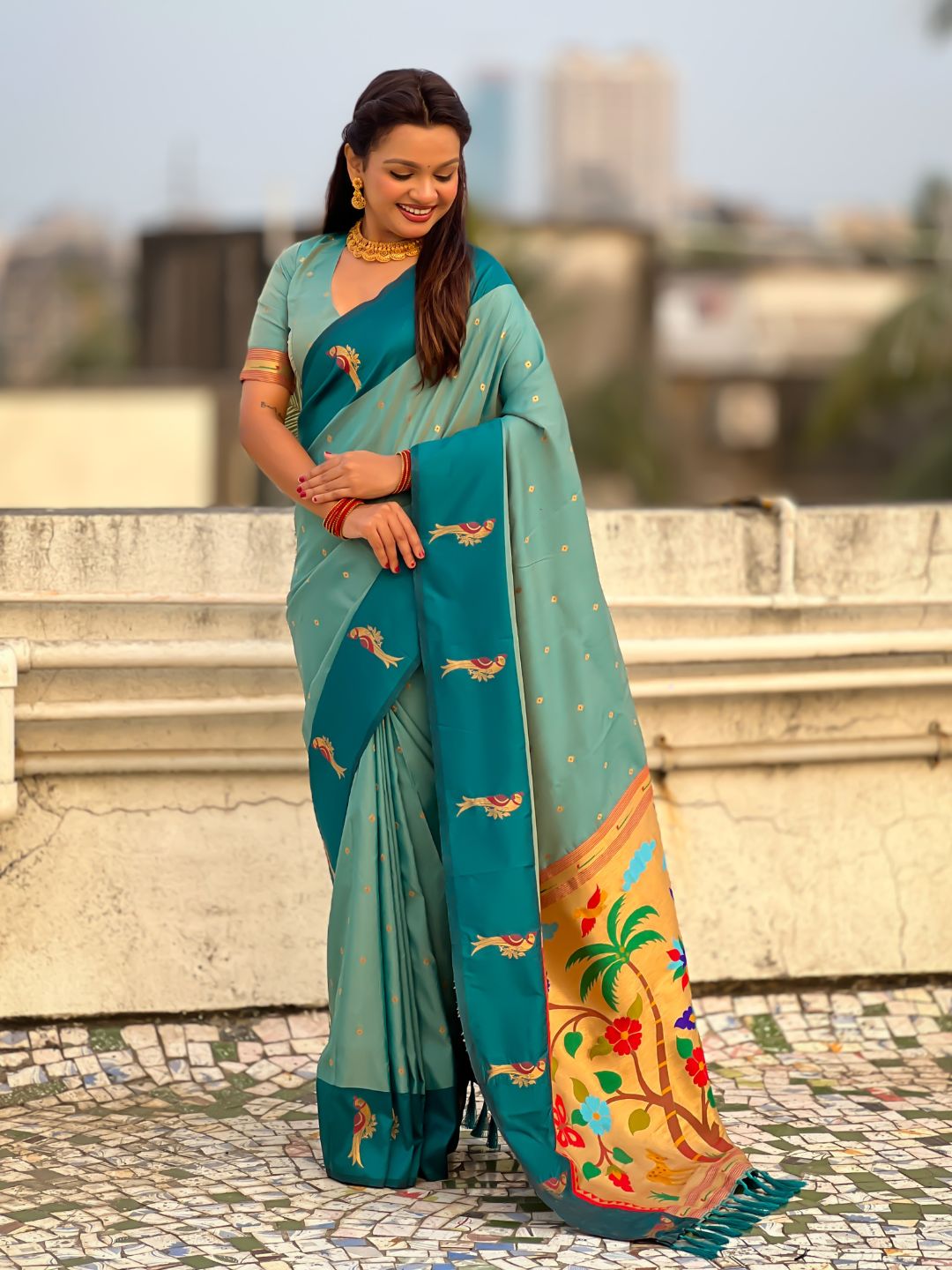Pure Silk Saree Traditional Paithani Zari Woven Wedding Saree for Women Festive Party Wear Ethnic Designer Saree