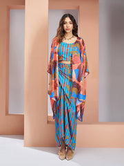Aqua Blue Pure Muslin Silk Designer 3 Piece Set for Women