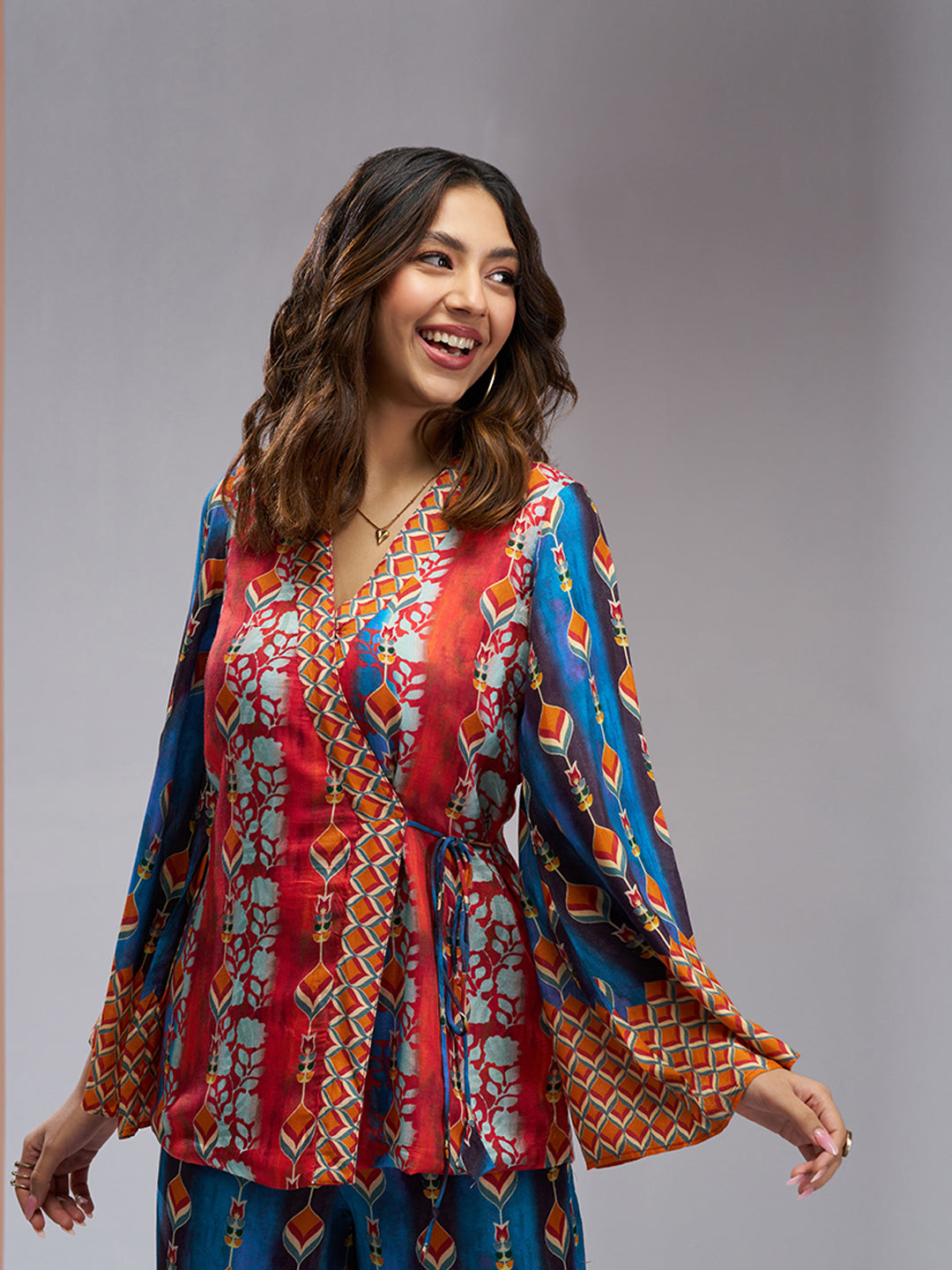 Navy blue luxury muslin silk designer co ord set for women