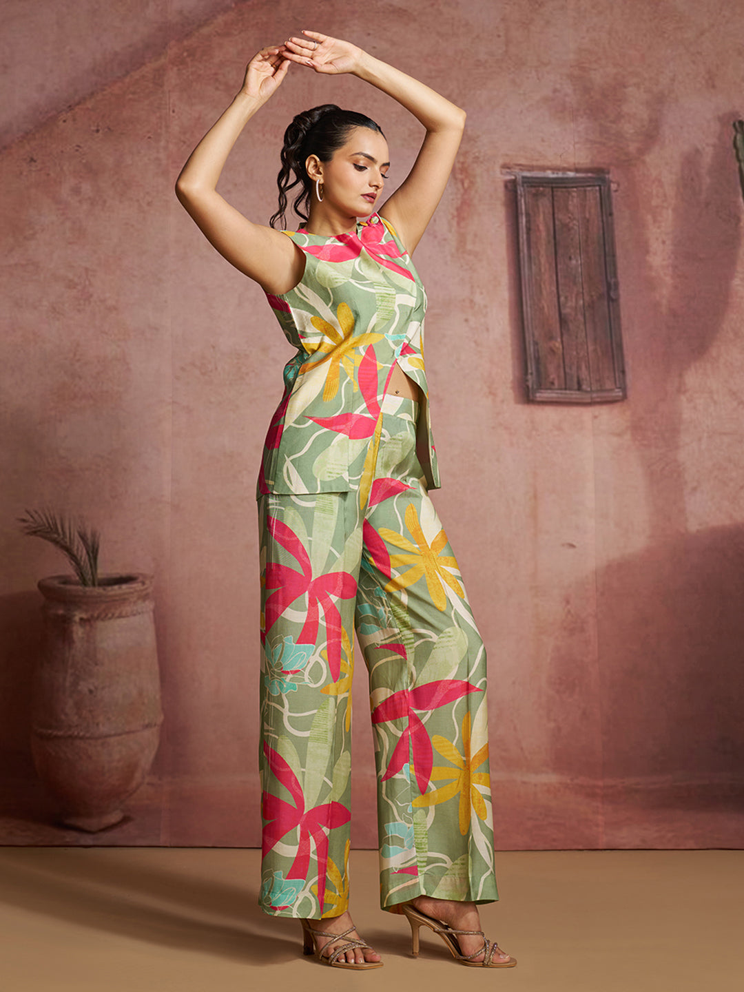 Premium pure muslin silk floral co ord set for women