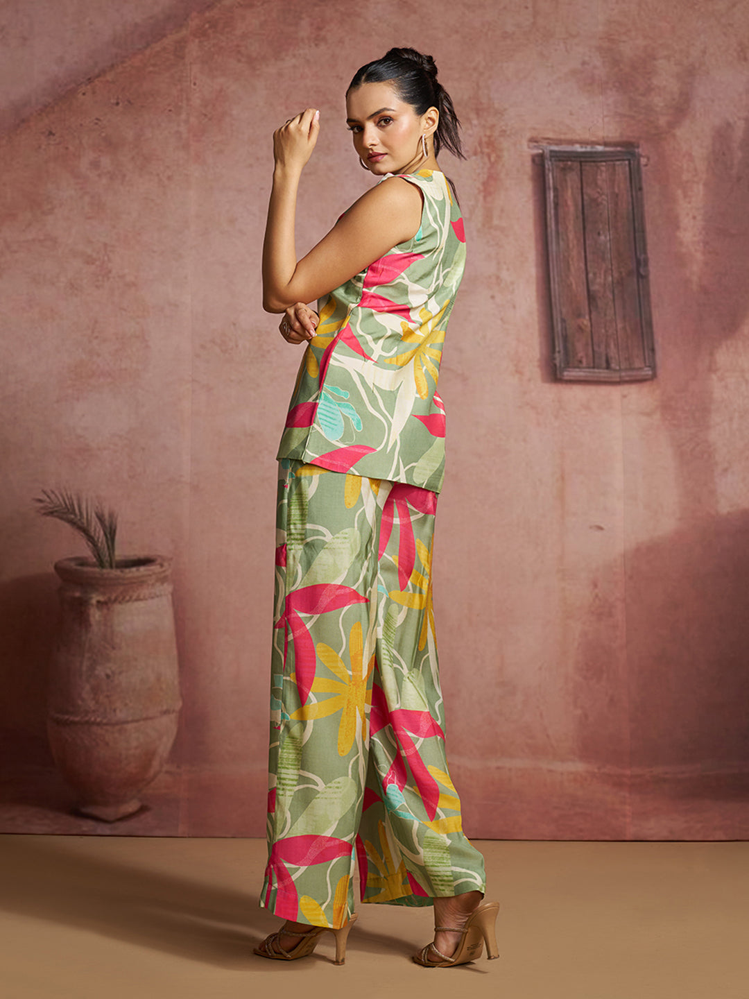 Premium pure muslin silk floral co ord set for women