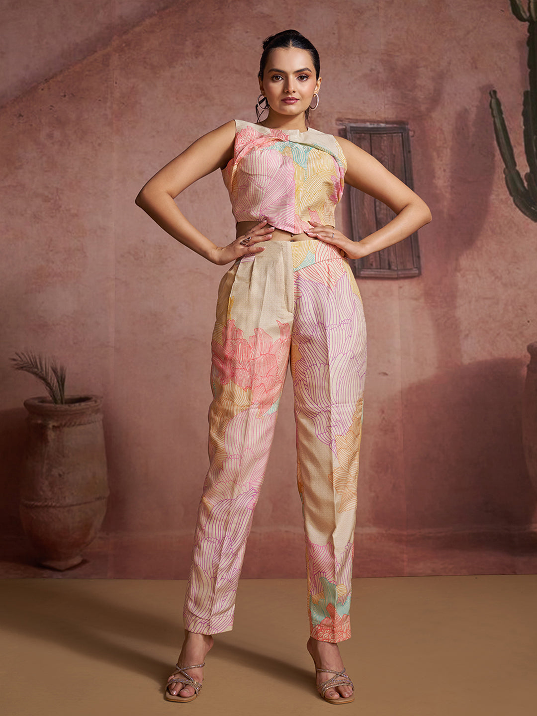 Classic designer pure muslin silk co ord set for elegant wear