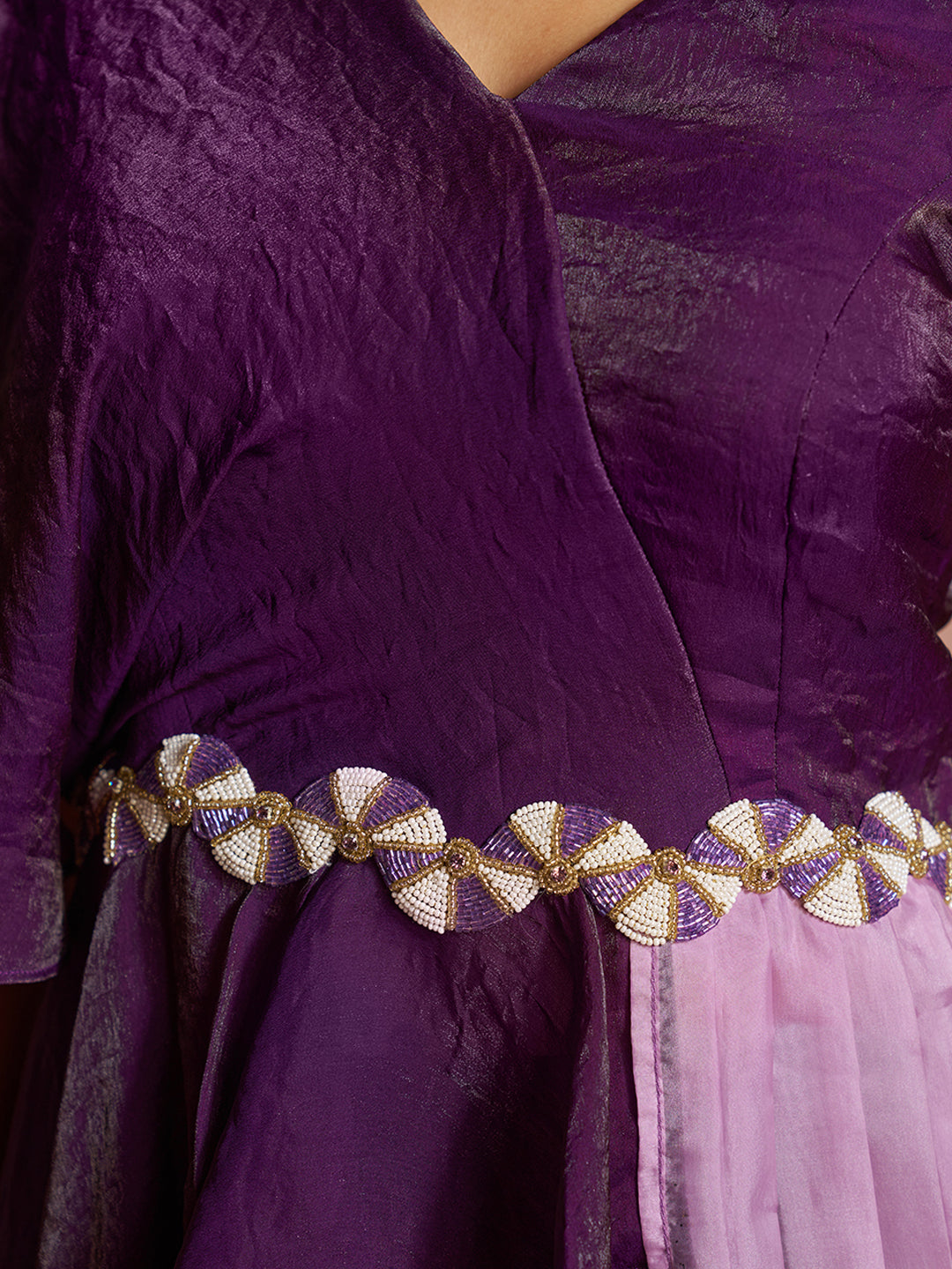 Premium wine organza co ord set with elegant luxury look