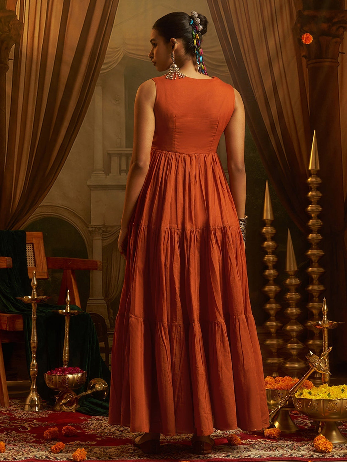Kesariya Rust Orange Handwork Navratri Dress