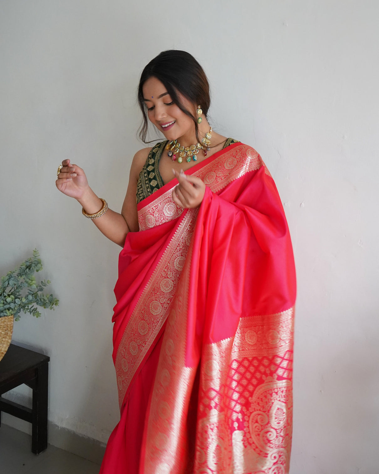 Pure banarasi silk saree with zari weaving