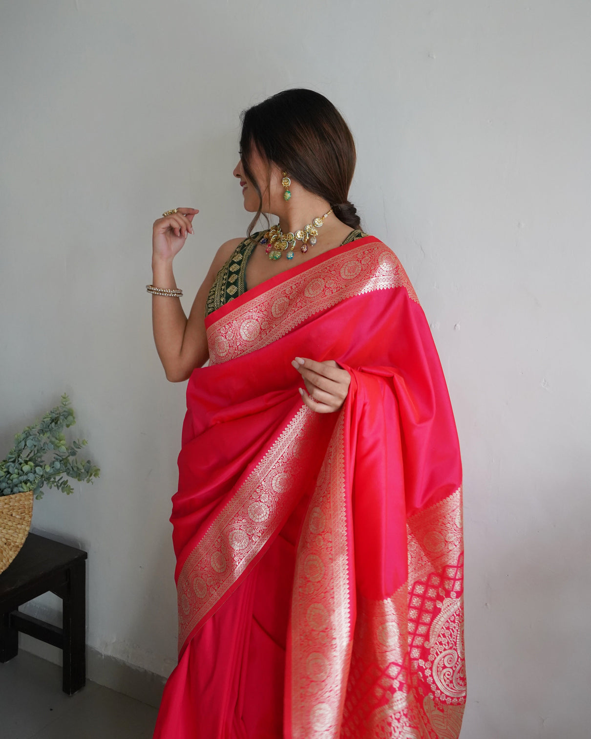 Pure banarasi silk saree with zari weaving