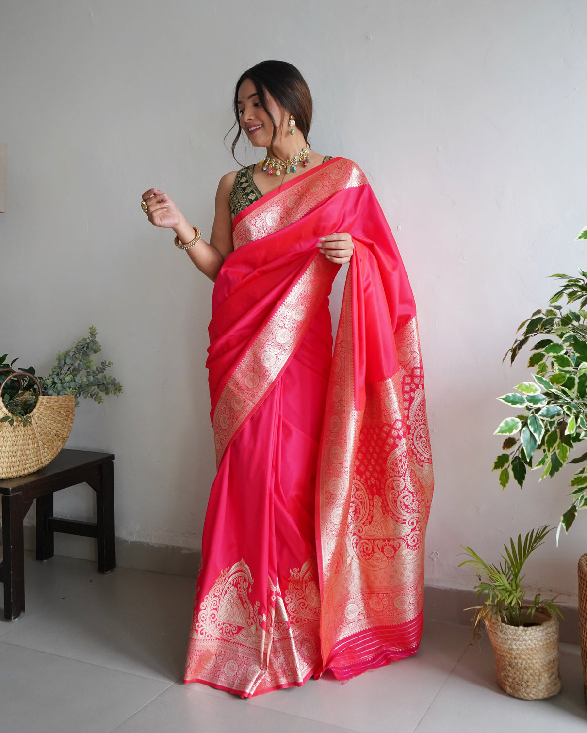 Pure banarasi silk saree with zari weaving