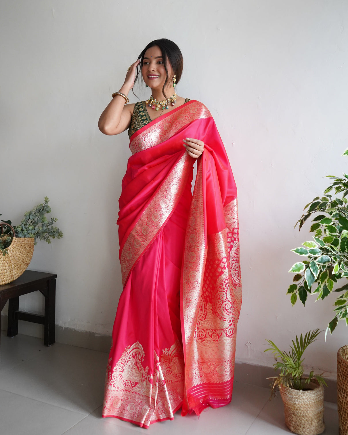 Pure banarasi silk saree with zari weaving