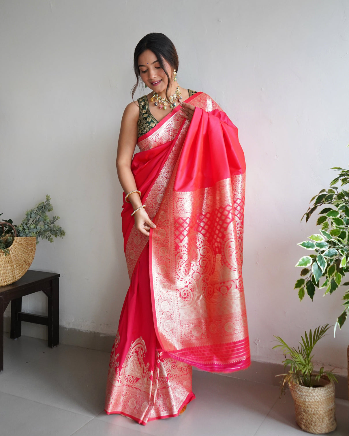 Pure banarasi silk saree with zari weaving
