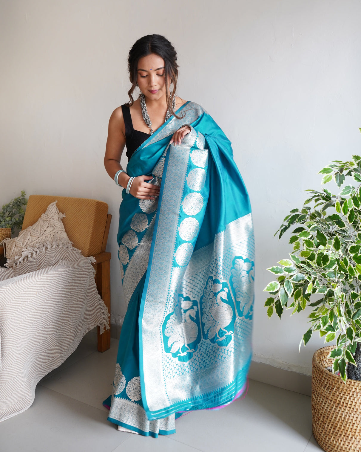 Pure banarasi silk saree with zari weaving