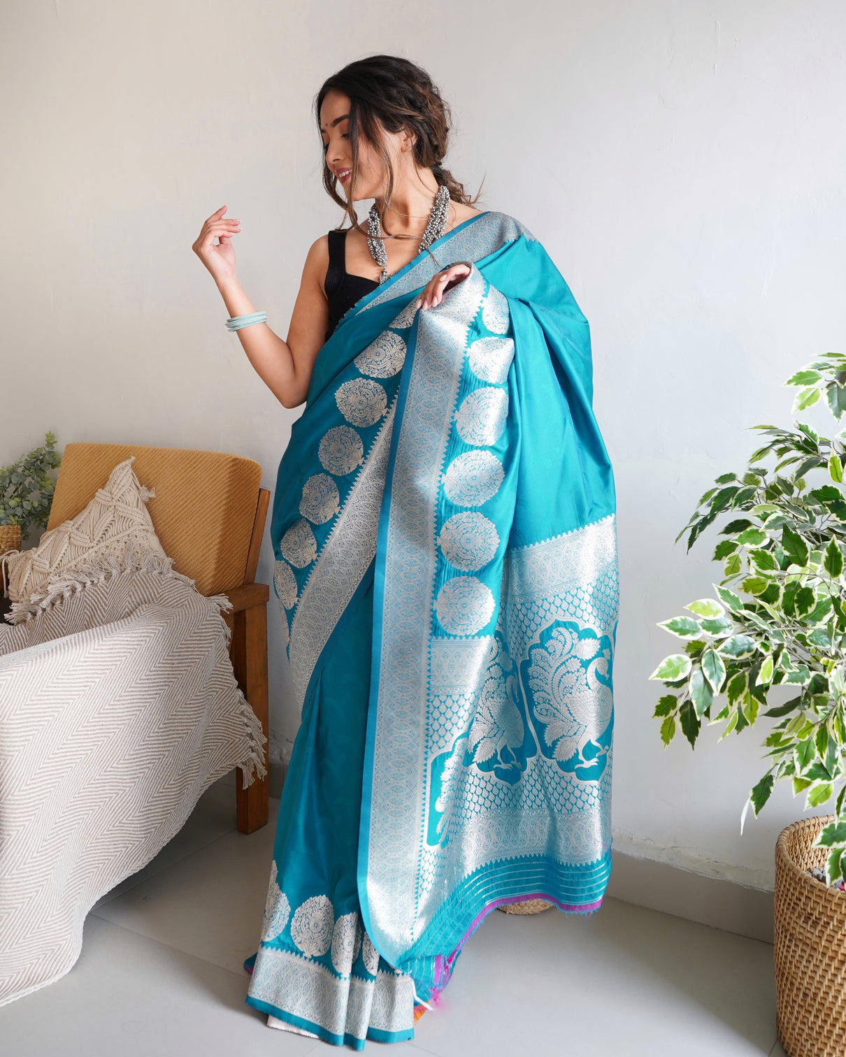 Pure banarasi silk saree with zari weaving