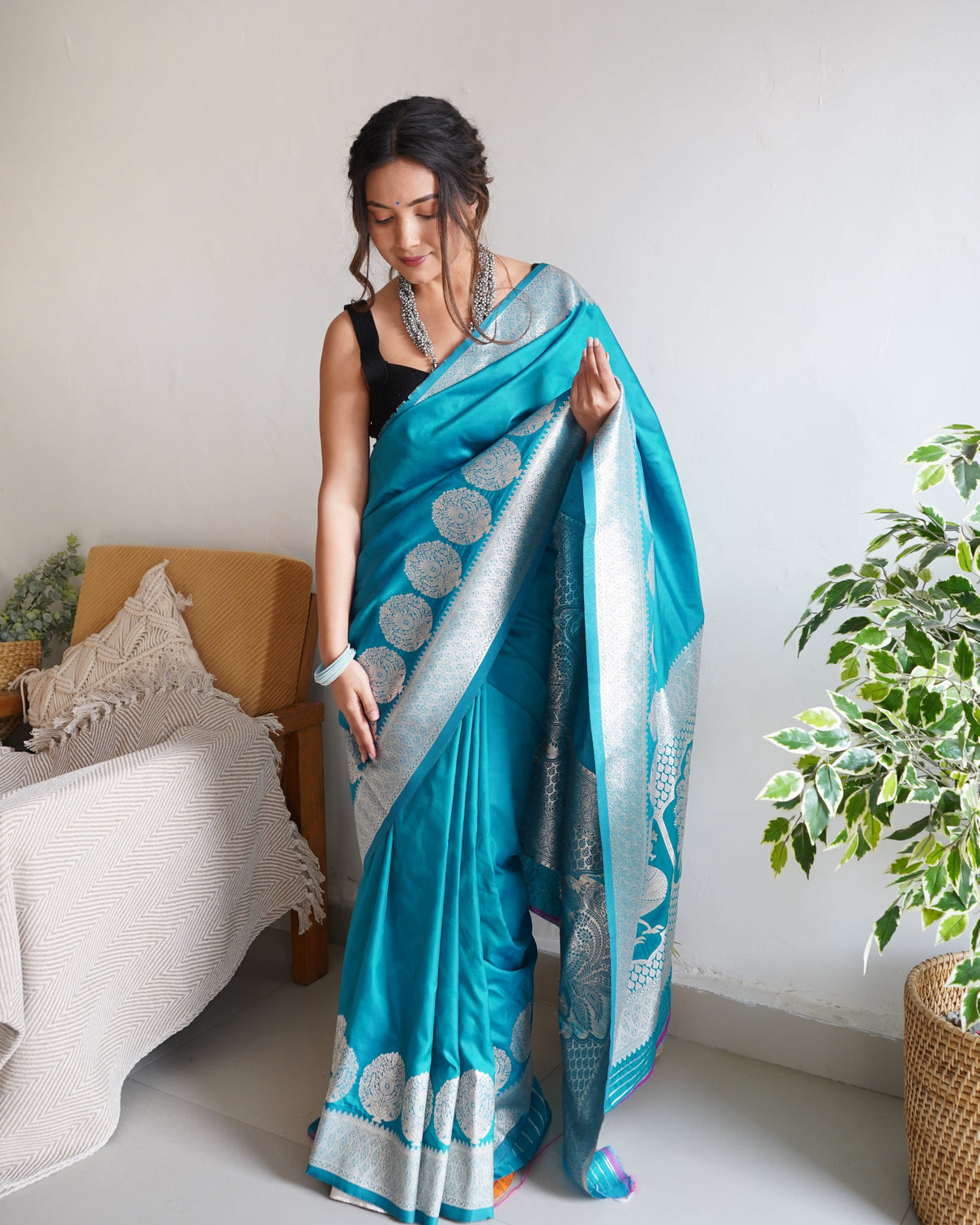 Pure banarasi silk saree with zari weaving