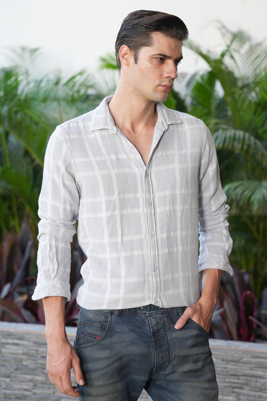 Mine - Structured Check Shirt - Grey