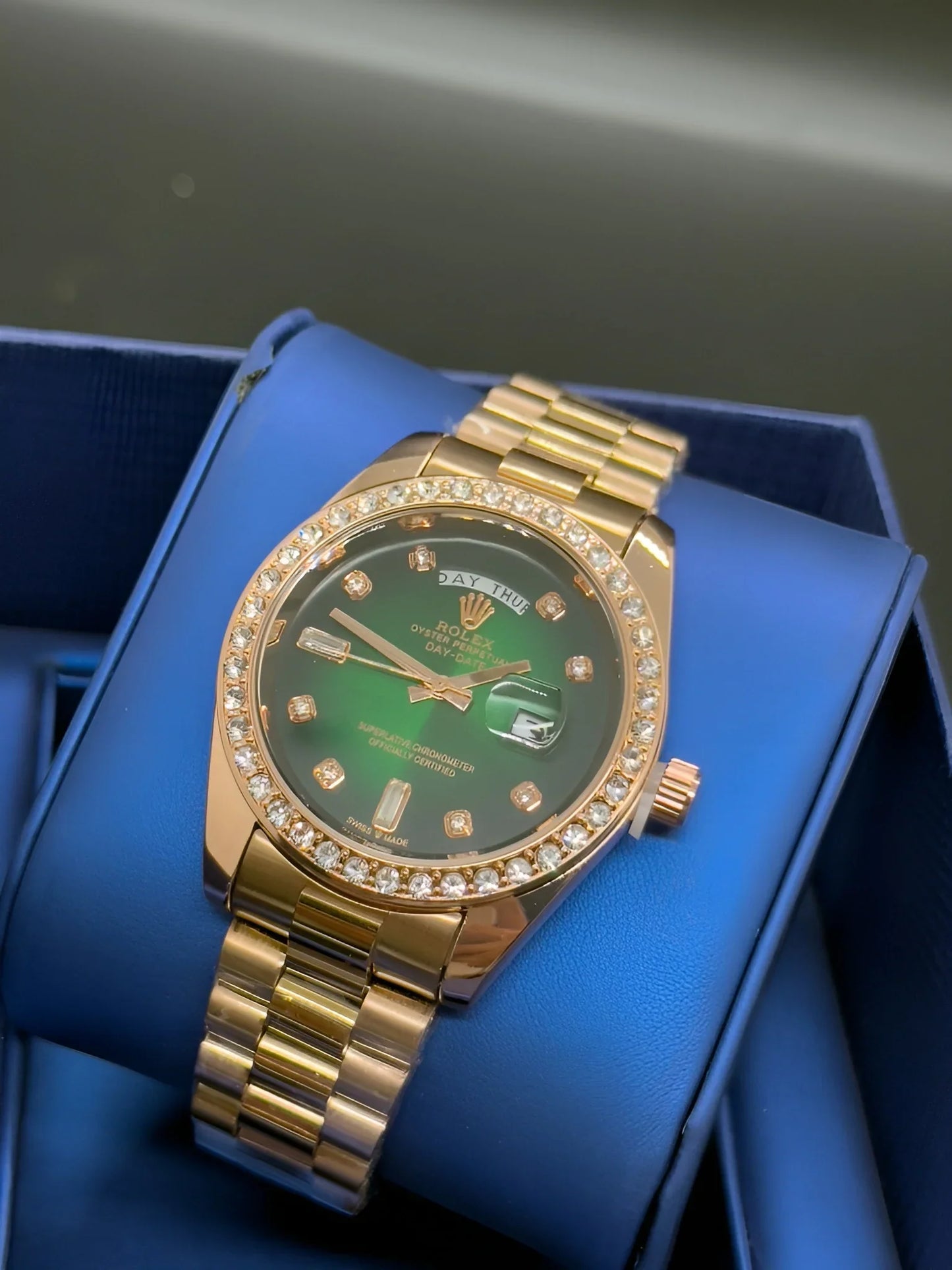 Role_x Day Date Gold/Green Diamond