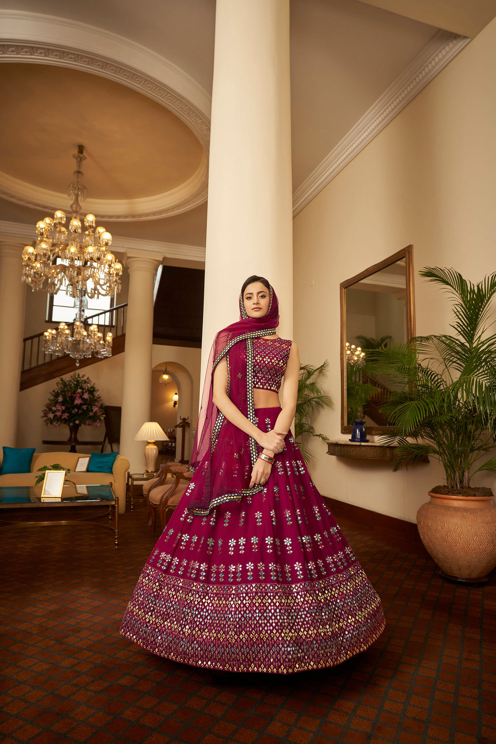 Deep Pink Lehenga With Gota Patti With Sequince Tread Embroidery Work Lehenga Choli Wearing For Wedding And Party Wear Lehenga For Women