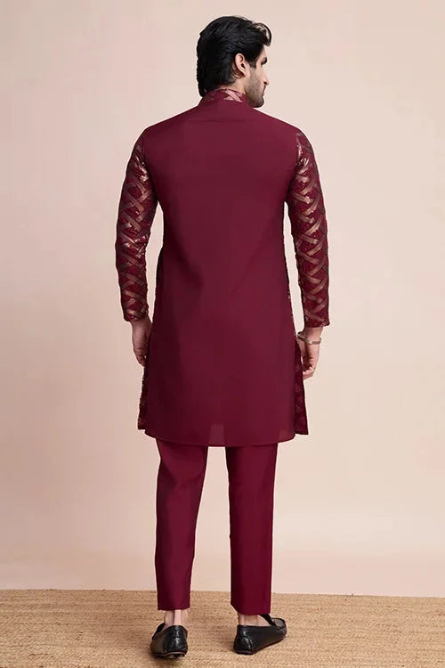 Stylish Maroon Silk Kurta for Special Occasions