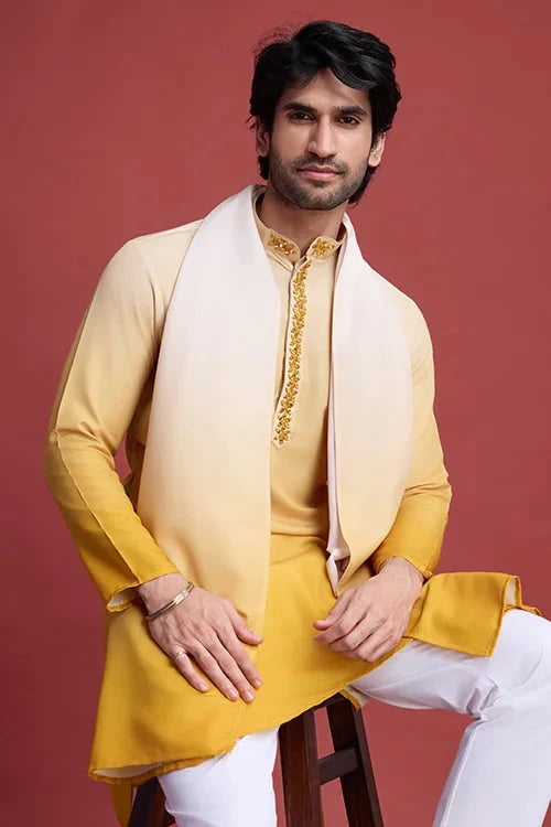 Stylish Designer Men’s Kurta Set with Real Mirror Work