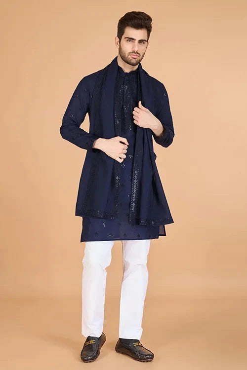 Navy Blue Viscose Silk Kurta Set – Stylish & Comfortable