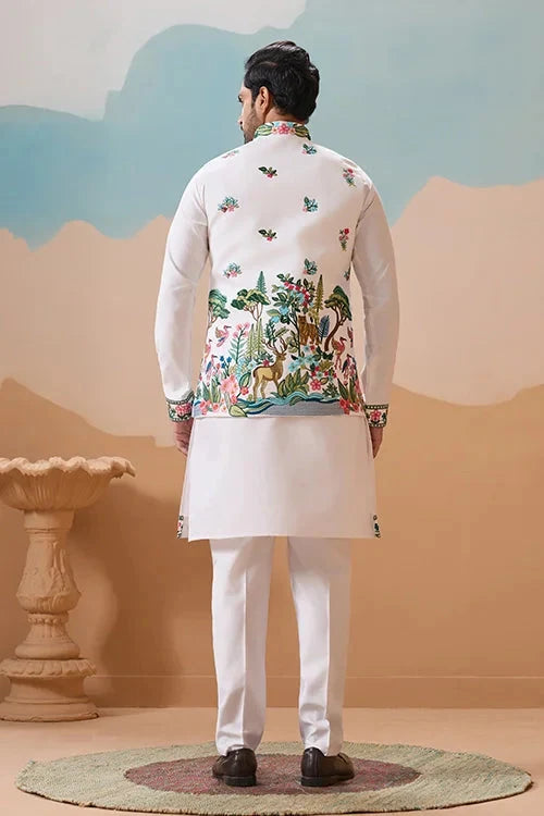 Vantara Style Premium White Mens Wear Koti Kurta Collection