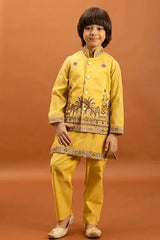 Designer Yellow Koti Kurta Set for Kids Wear