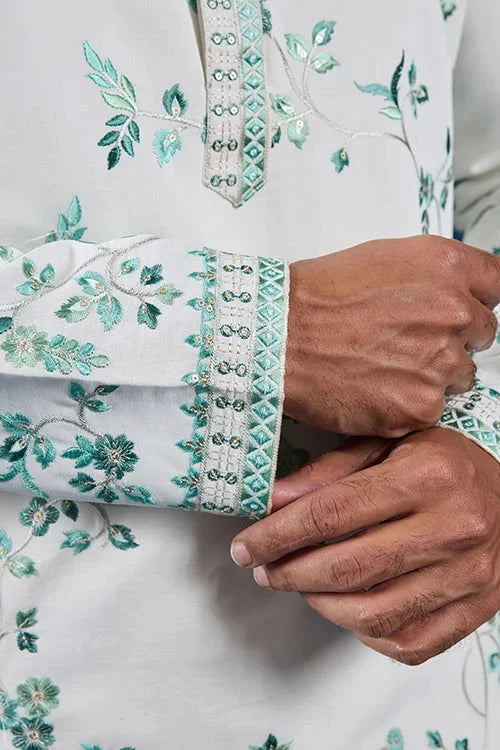 Graceful White Viscose Silk Kurta for Mens Wear