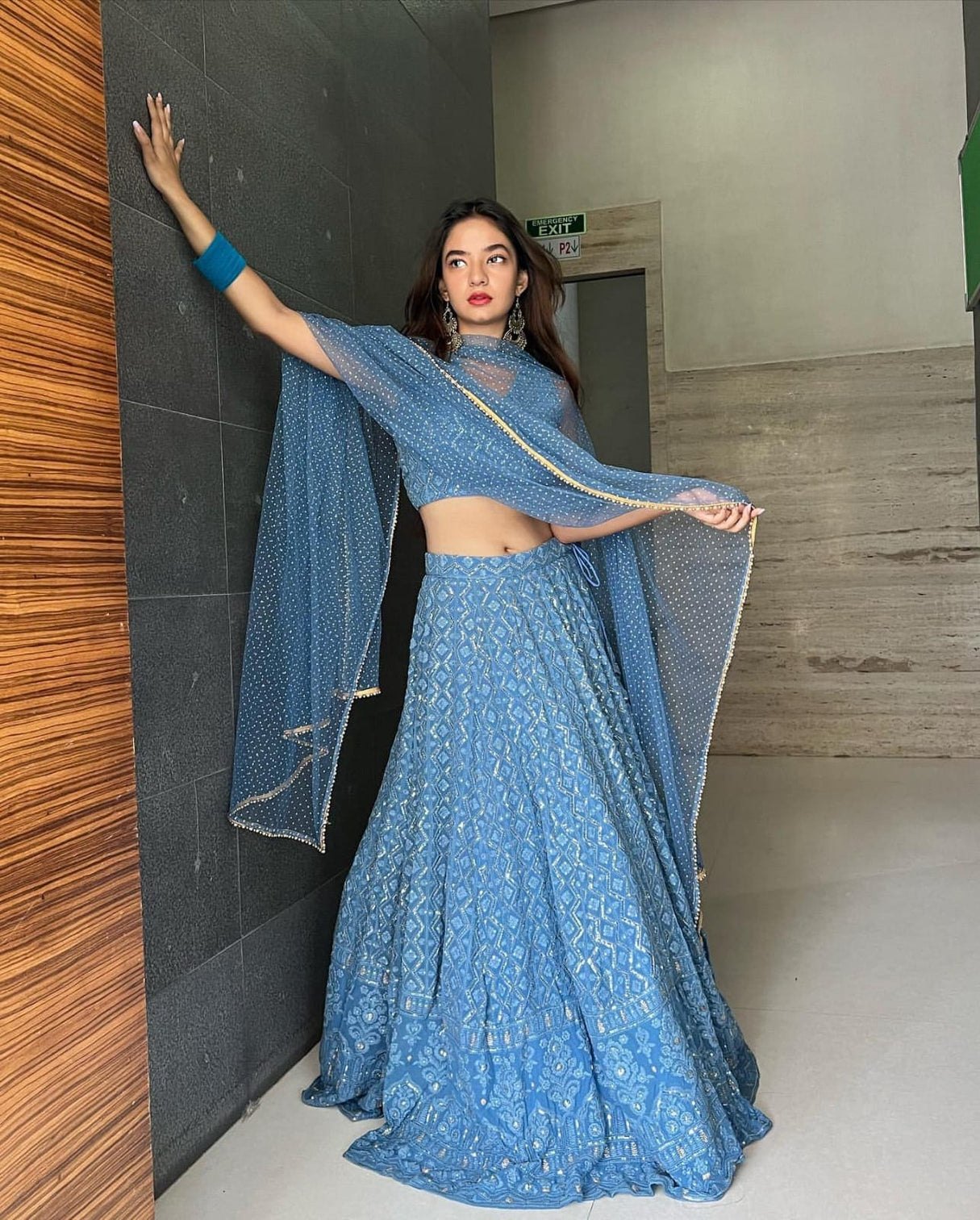 Designer Blue Georgette lehenga Choli For Women