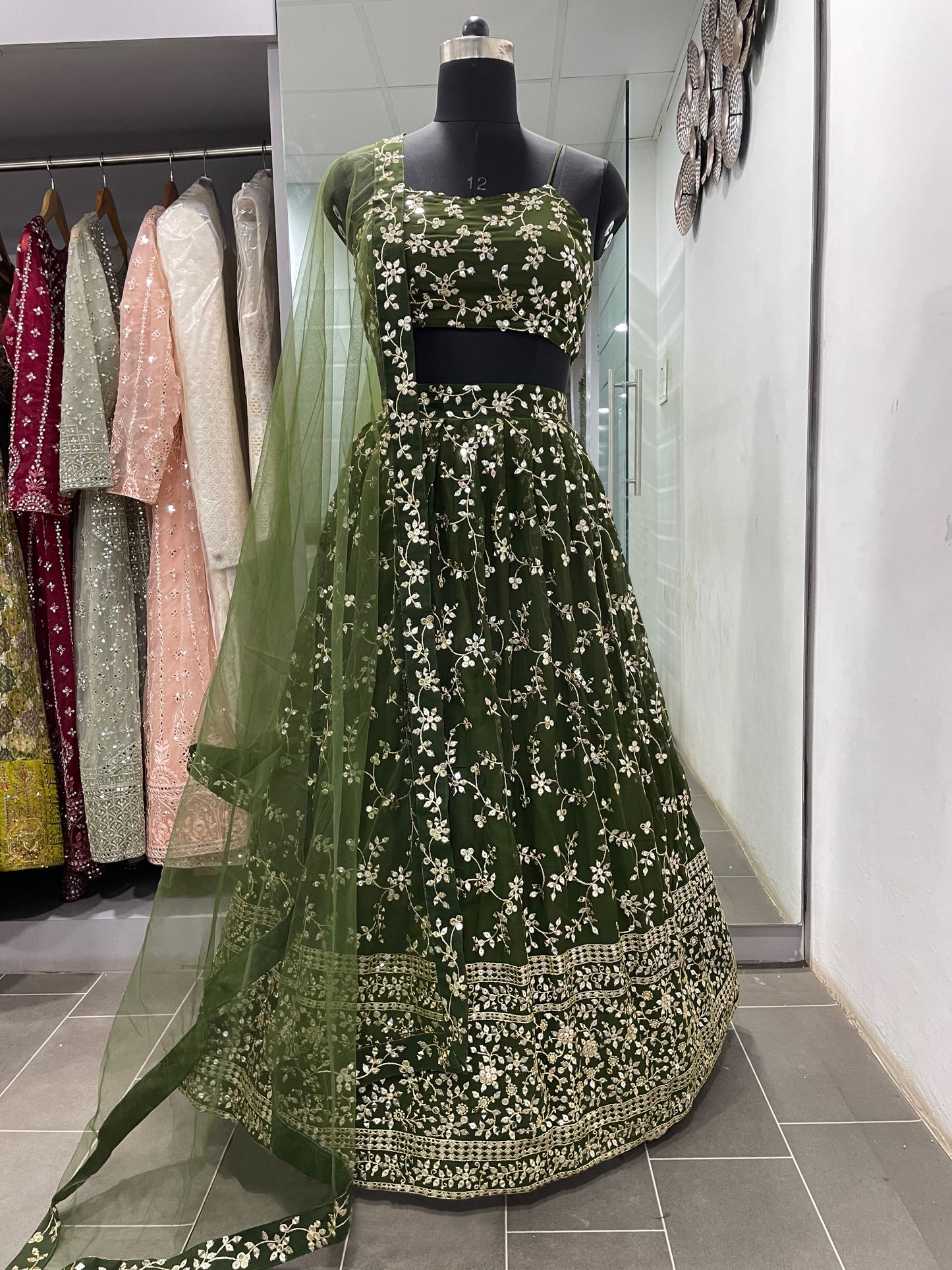 Designer Green Georgette lehenga Choli For Women