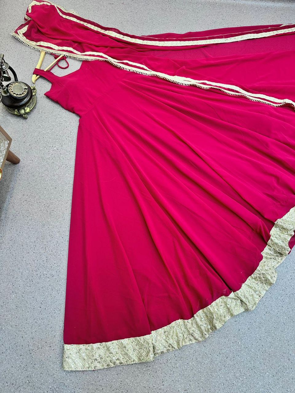 Designer Red Color Gown with Sequence Embroidery Work