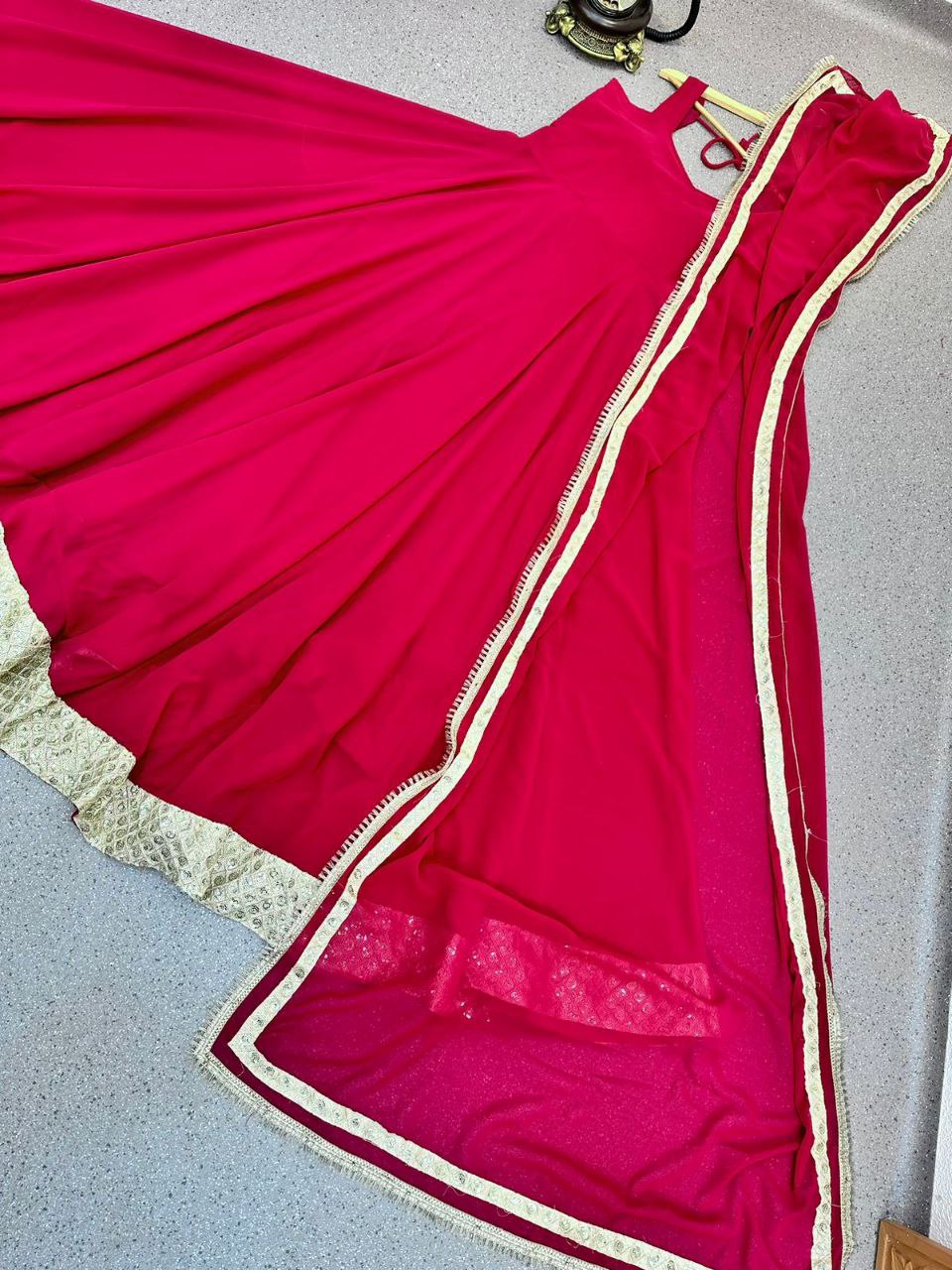 Designer Red Color Gown with Sequence Embroidery Work