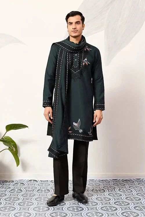 The Ultimate Designer Green Kurta with Dupatta for Mens Wear