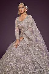 Dusky Orchid Soft Net Thread Zari Dori Embroidery Work Choli