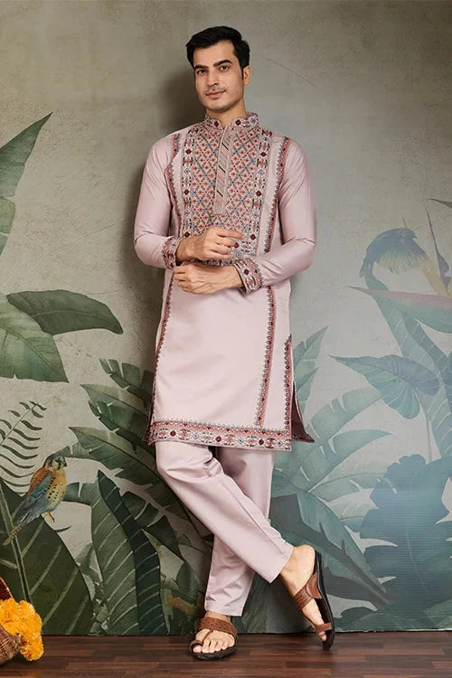 Dusty Pink Ethnic Mens Kurta Pajama for Functions