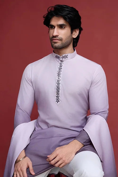 Stylish Mirror Work Rayon Men's Kurta Set
