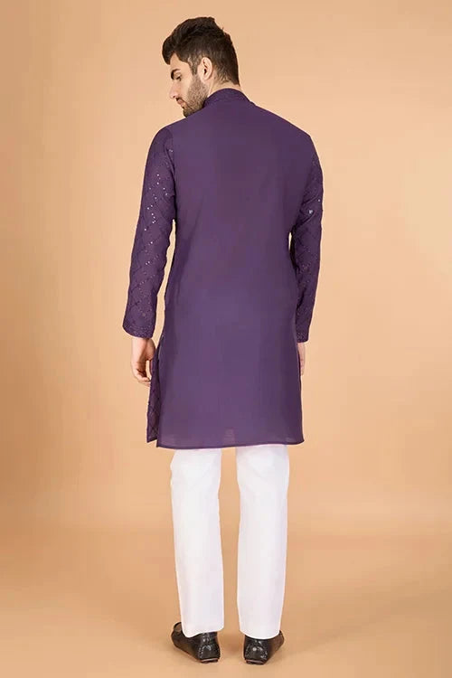 Dusty Purple Latest Branded Kurta for Mens Wear