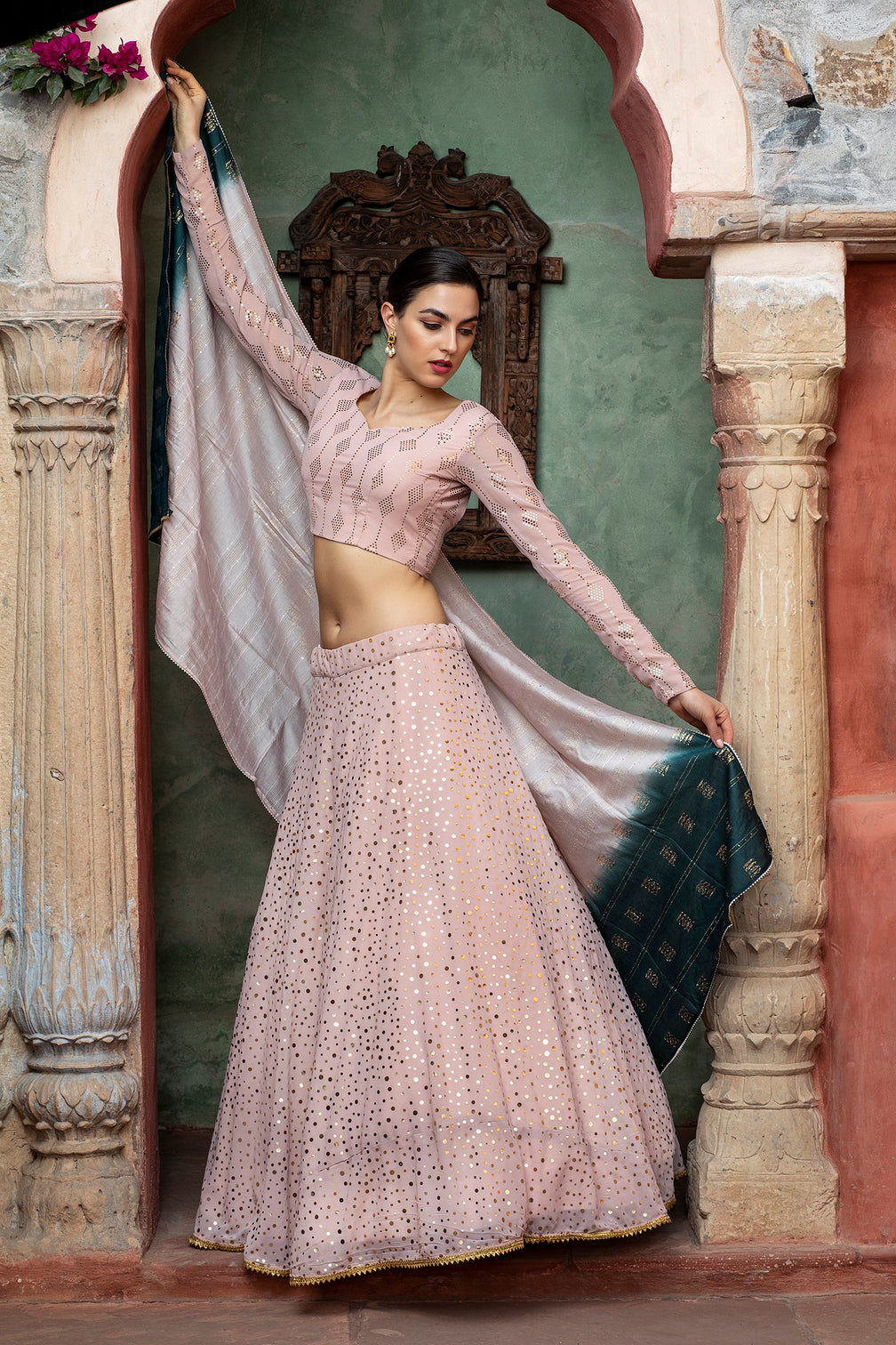 Dusty Pink Lehenga Choli For Women Designer Bollywood Trending Sequence Embroidery Work Lengha choli, Wedding Bridal Lahanga, Party Wear Dress