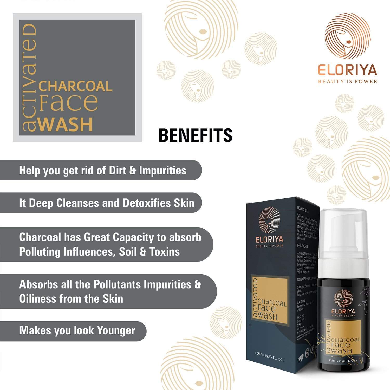 ELORIYA Activated Charcoal Foaming Facewash 125 ml