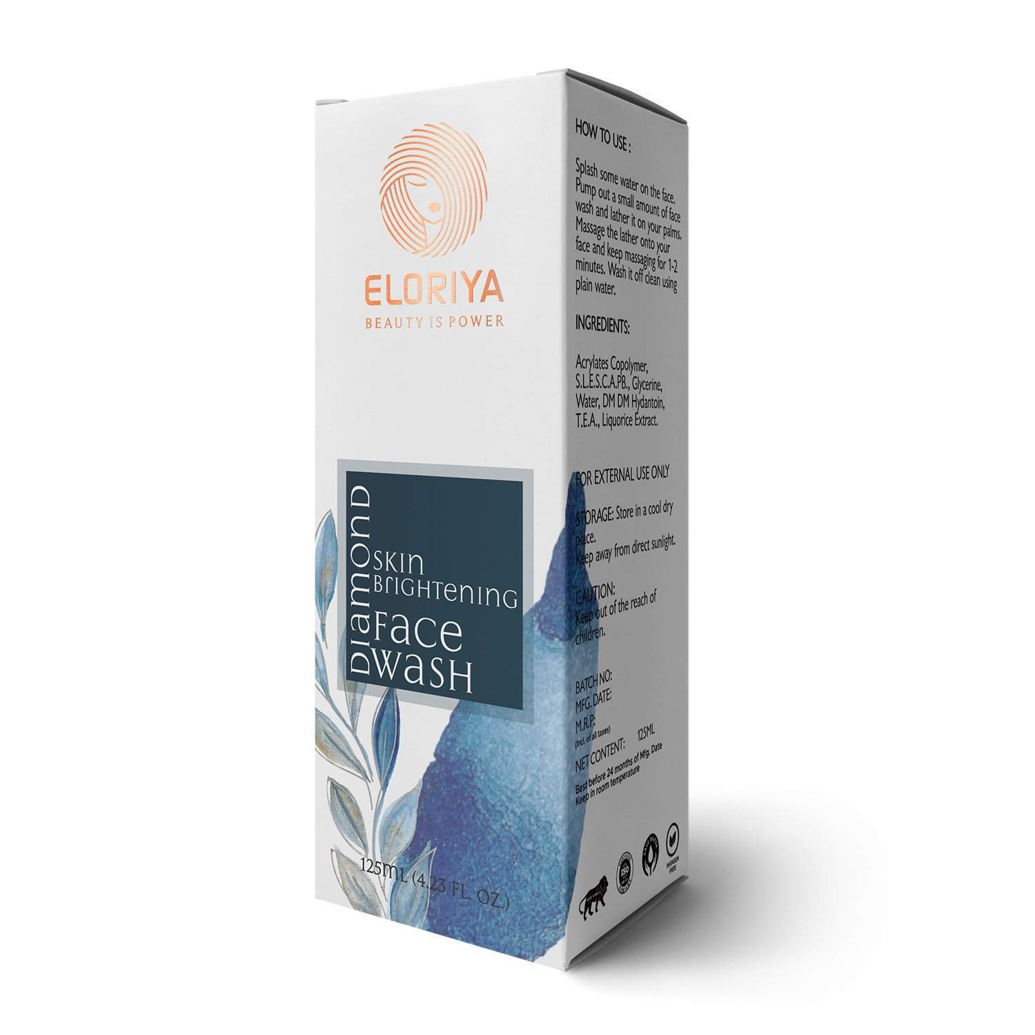 ELORIYA Diamond Foaming Facewash for Toning and Cleaning Skin Deep Cleansing Brightening and Refreshing for Men and Women 125 ml