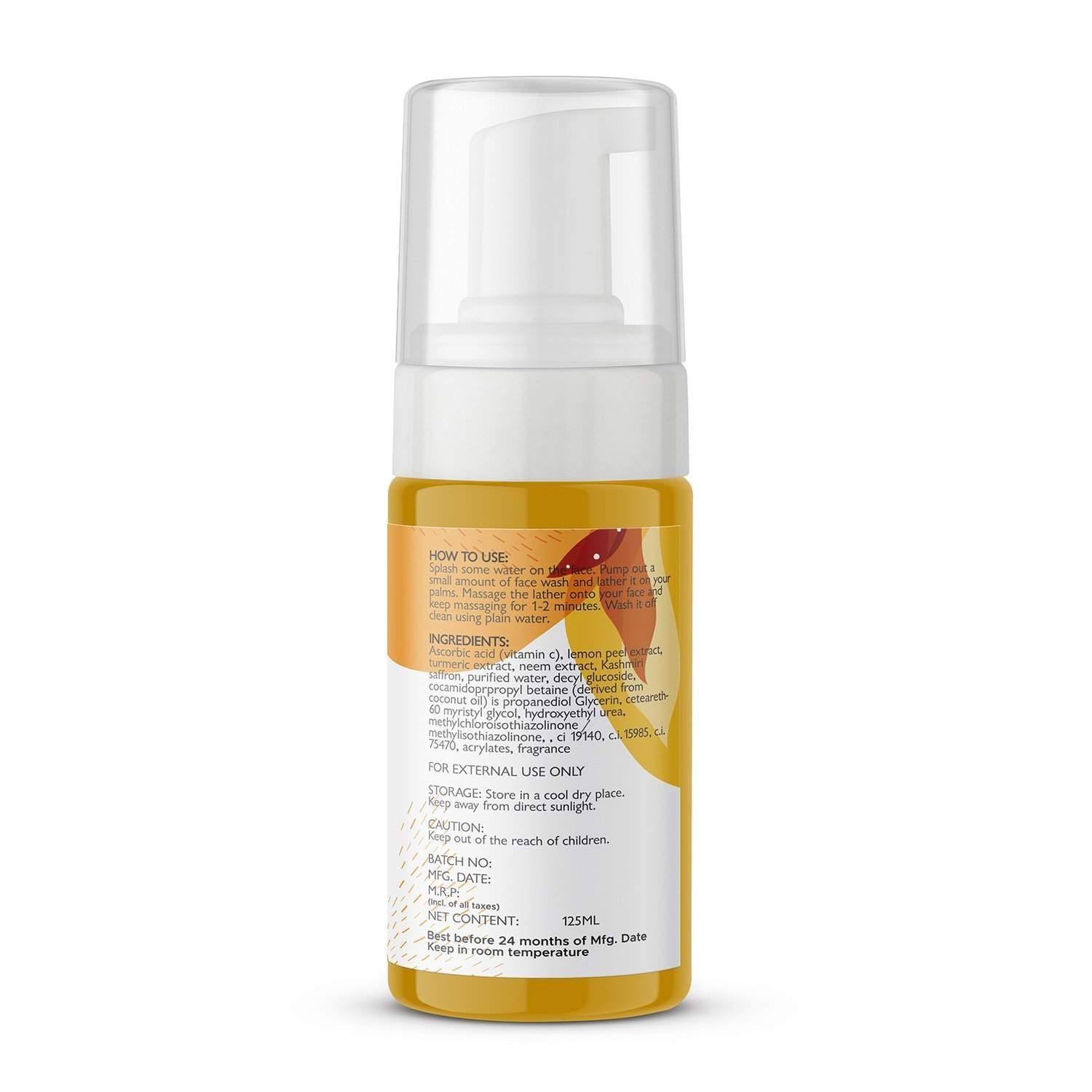 ELORIYA Vitamin C Foaming Face Wash,125 ml - For Skin Purification and Cleansing