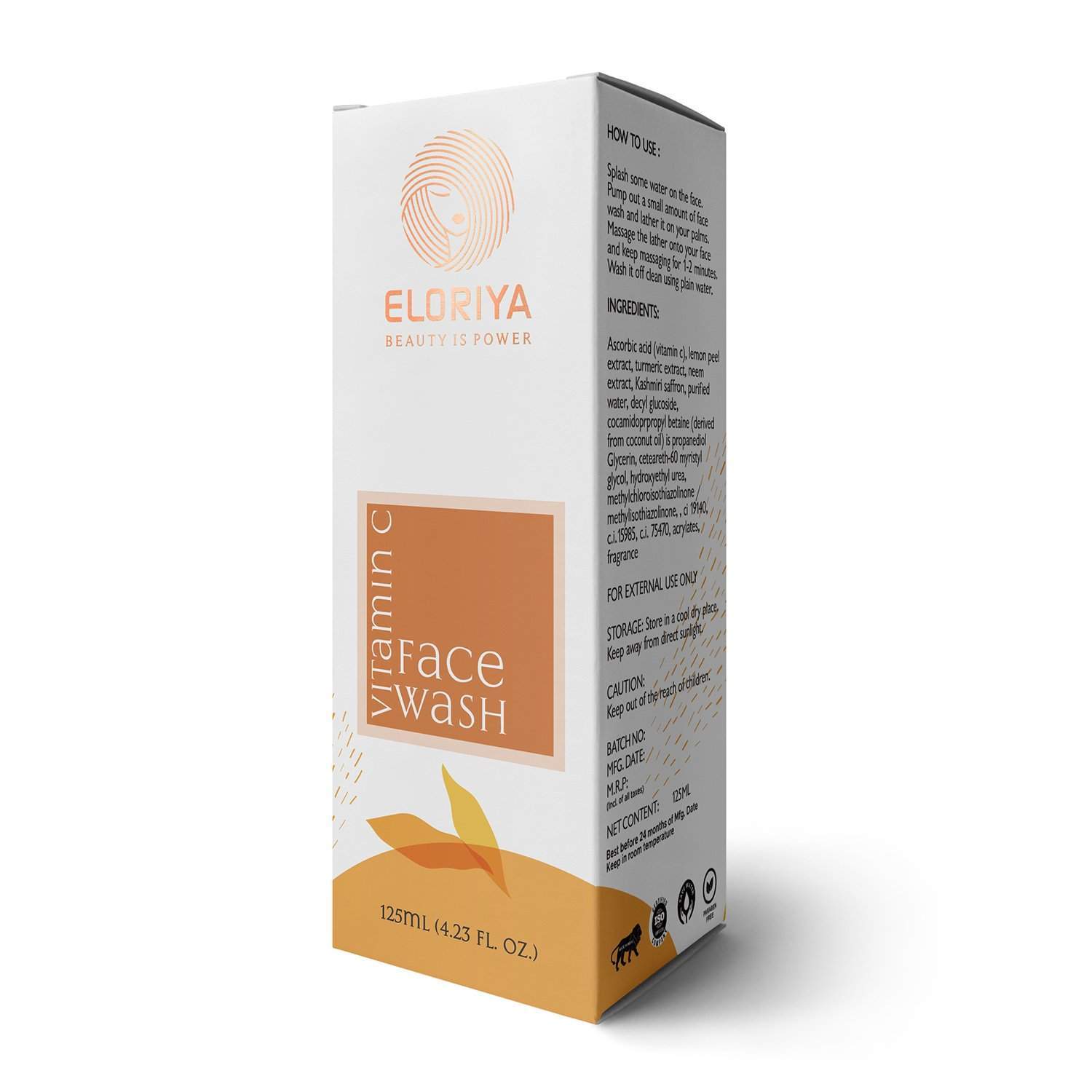 ELORIYA Vitamin C Foaming Face Wash,125 ml - For Skin Purification and Cleansing