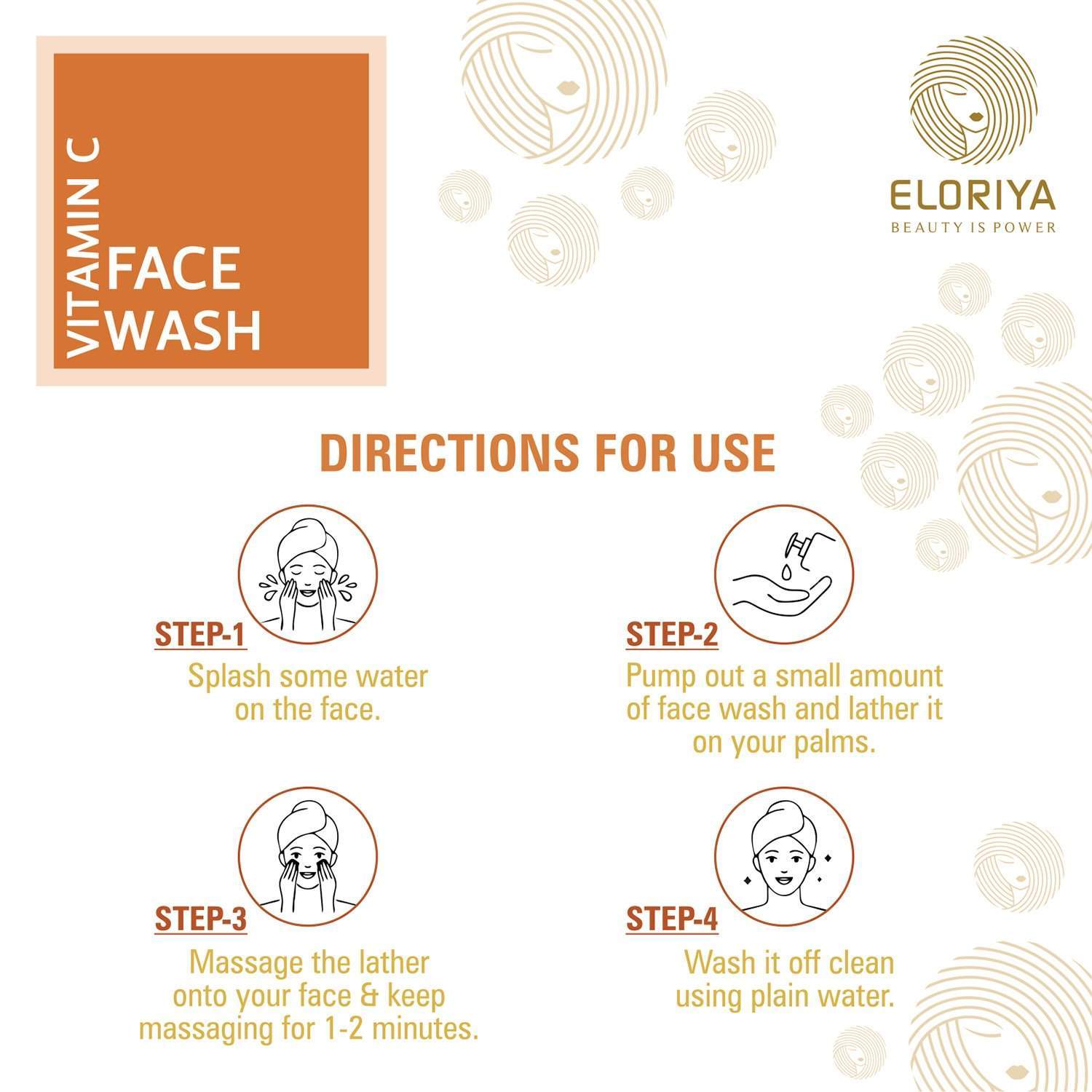 ELORIYA Vitamin C Foaming Face Wash,125 ml - For Skin Purification and Cleansing