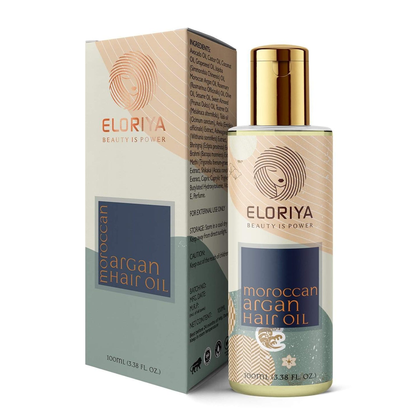 ELORIYA Moroccan Argan Hair Oil for Restores Shining and Strengthening of Hair for Men and Women, 100 Ml
