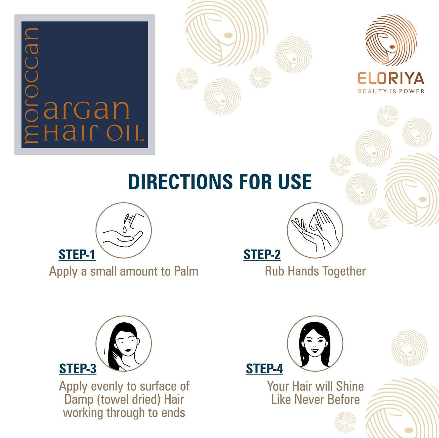 ELORIYA Moroccan Argan Hair Oil for Restores Shining and Strengthening of Hair for Men and Women, 100 Ml