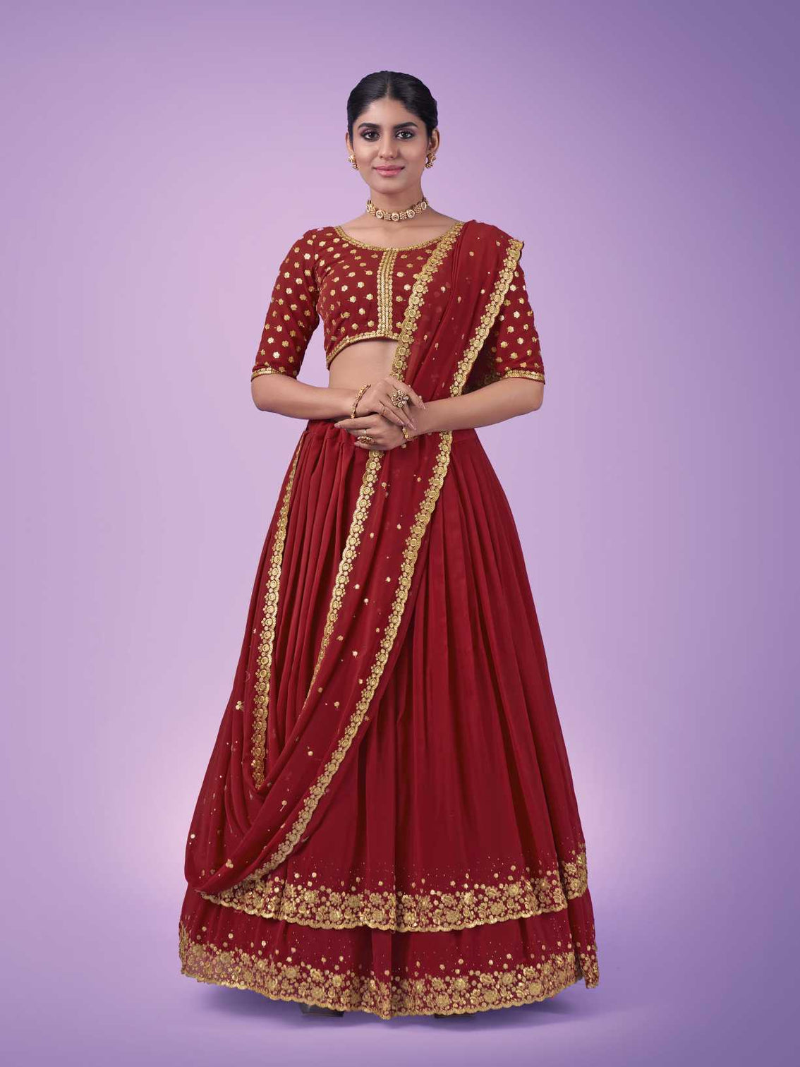 Red Wedding and Festival Semi Stitched Lehenga Choli