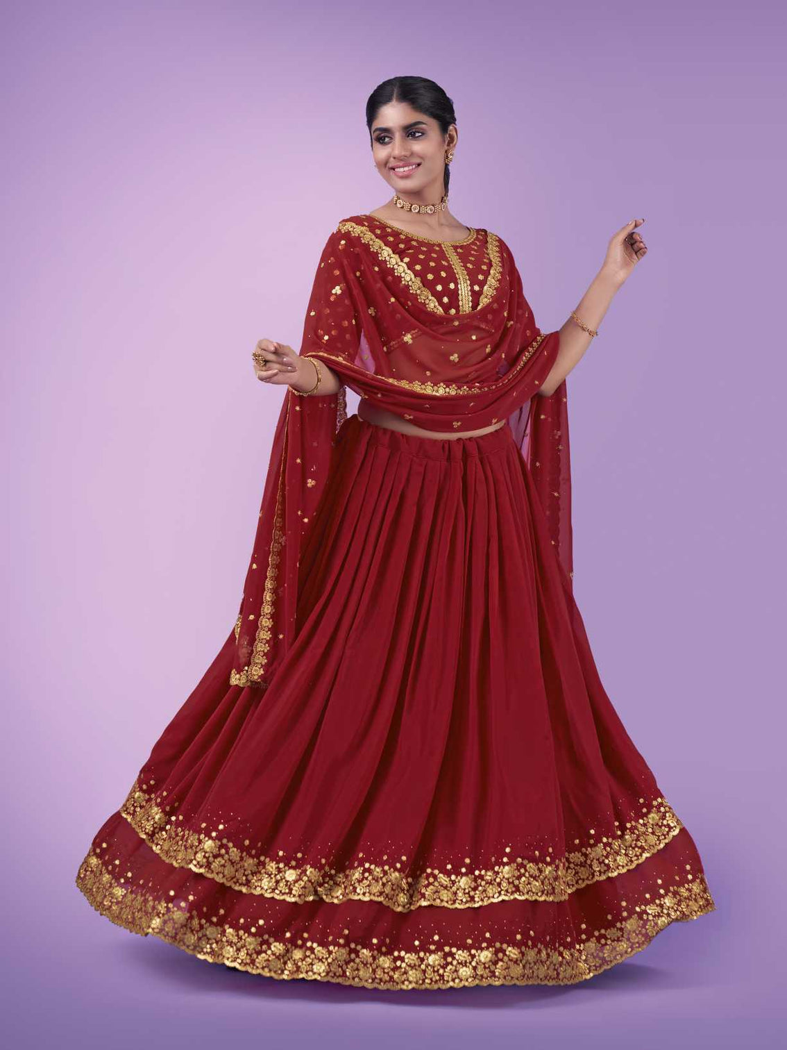 Red Wedding and Festival Semi Stitched Lehenga Choli