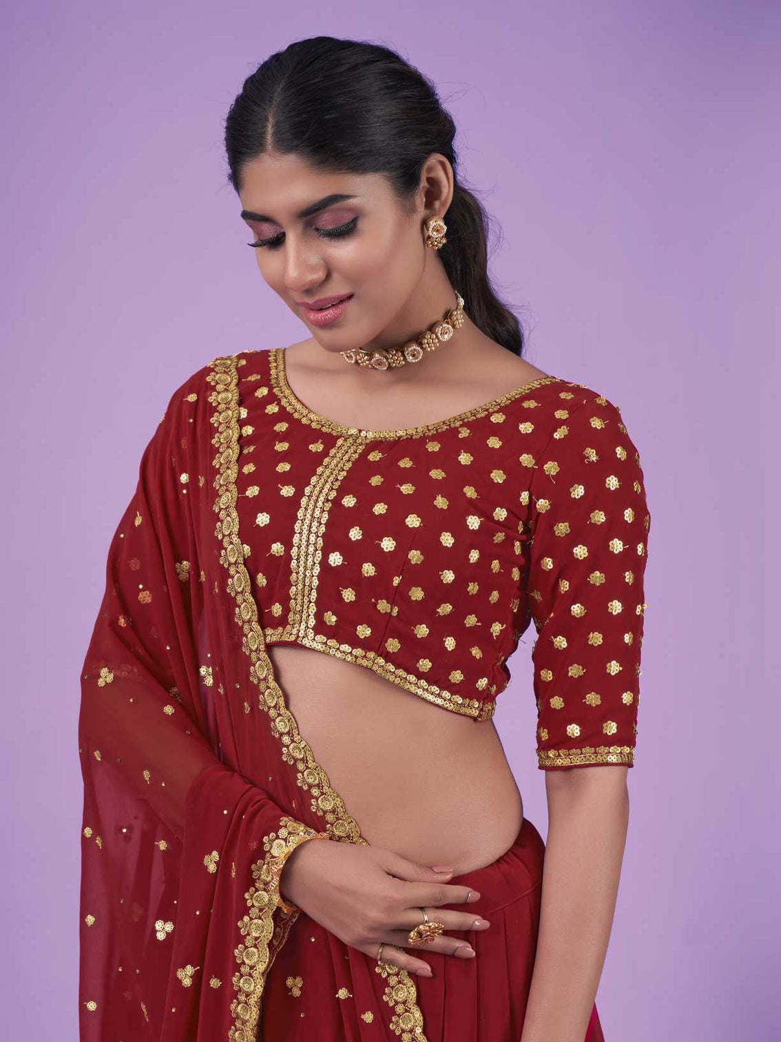 Red Wedding and Festival Semi Stitched Lehenga Choli