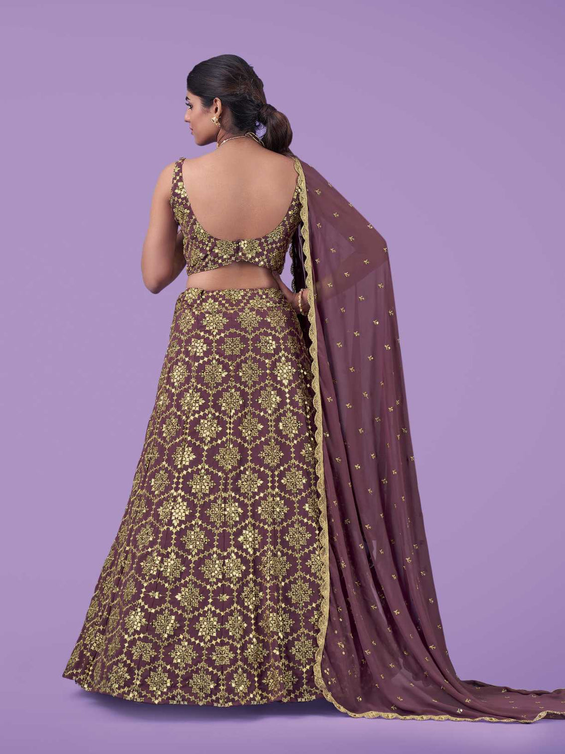 Maroon Wedding and Festival Semi Stitched Lehenga Choli