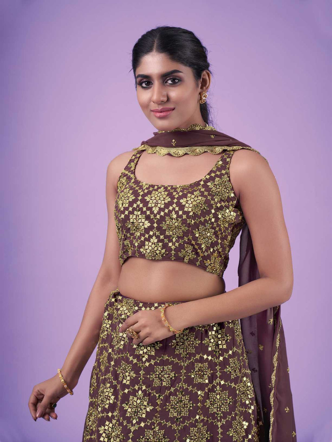 Maroon Wedding and Festival Semi Stitched Lehenga Choli