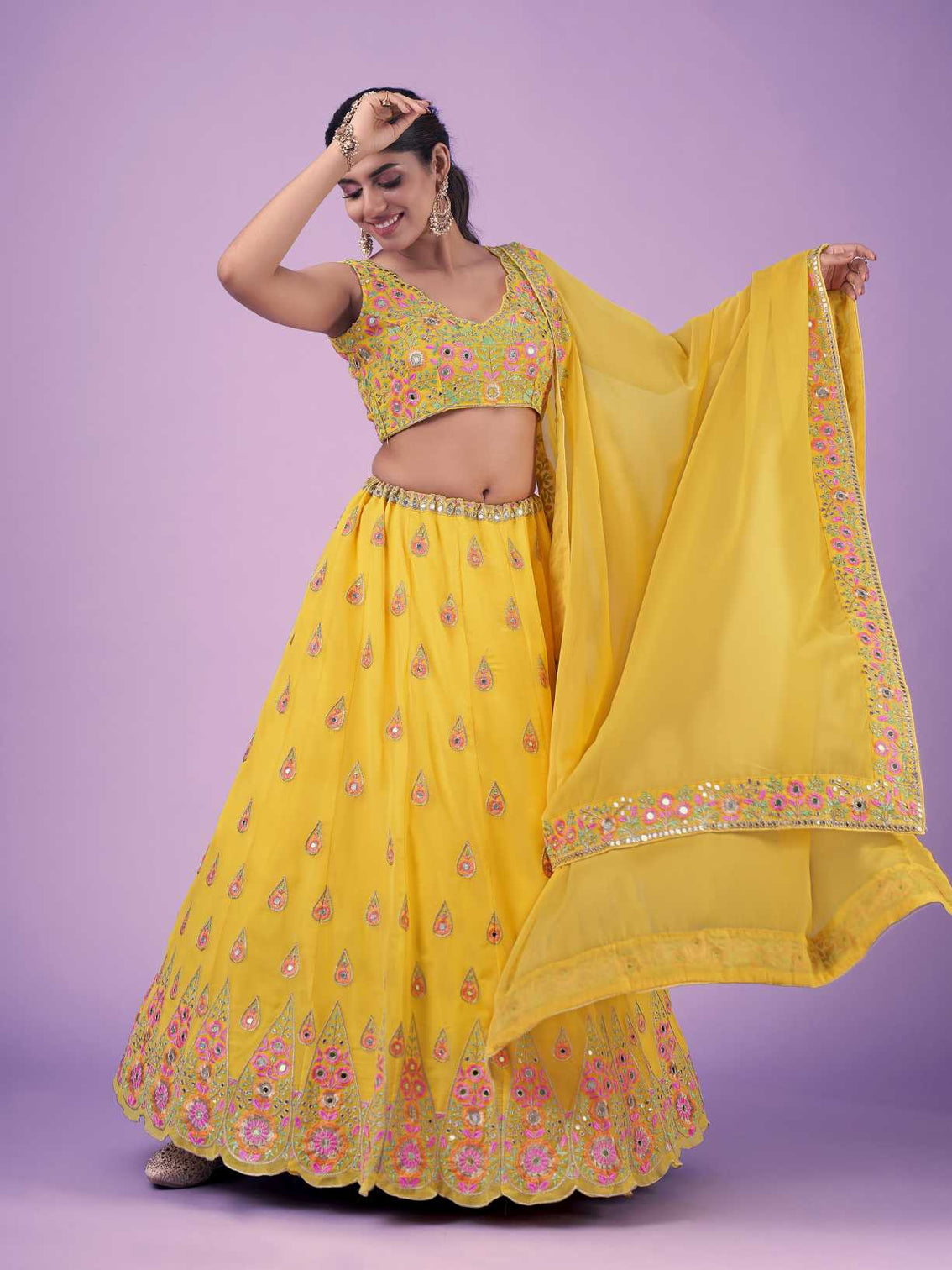 Yellow Wedding and Festival Semi Stitched Lehenga Choli