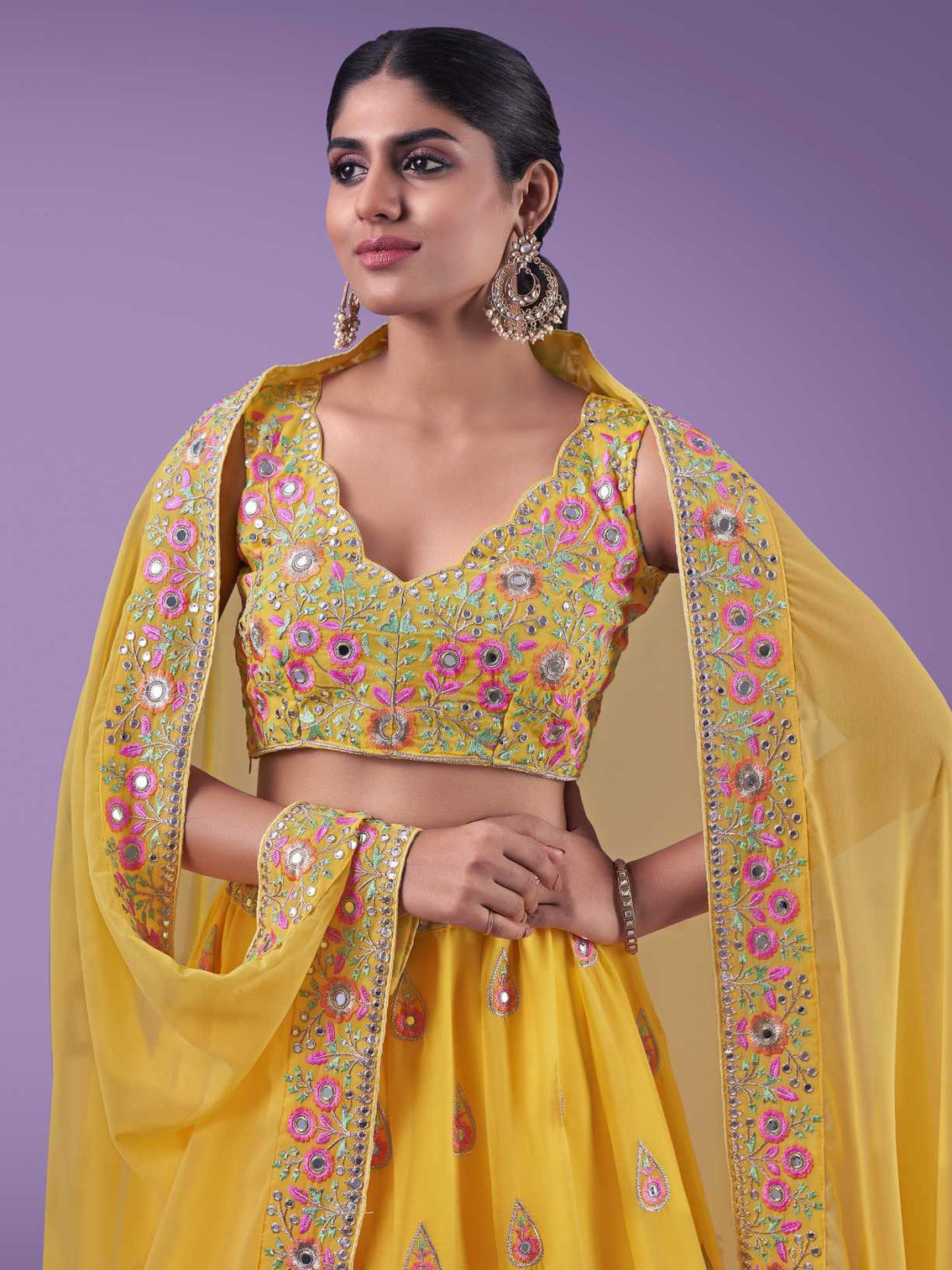 Yellow Wedding and Festival Semi Stitched Lehenga Choli